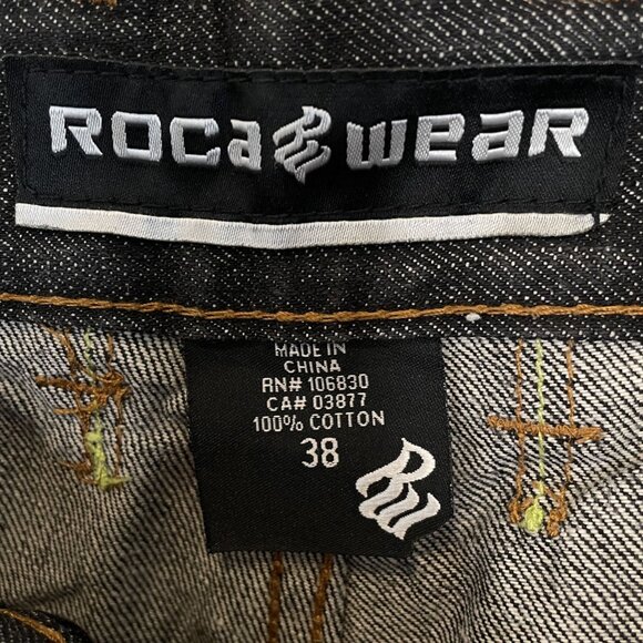 Rocawear Mens Black Denim Jeans W/ Colorful Stitching, 38 - Picture 9 of 12